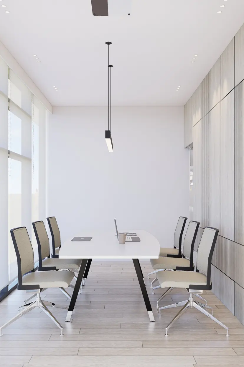 Clean white meeting room